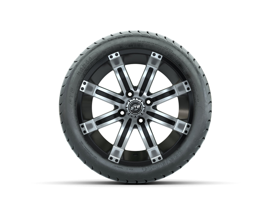 Nivel GTW Tempest 14-inch black machined wheels with Mamba Street tires, set of 4, for cars and trucks, tire and wheel assembly.