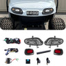 EZ-GO TXT 2014+ LED Deluxe Light Kit 12-48 volt with stylish headlights attached to a golf cart.