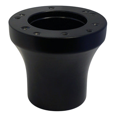 Red Hawk RHOX steering wheel adapter in satin black for EZGO and Club Car DS golf carts pre-1984, compatible with OEM steering wheels.