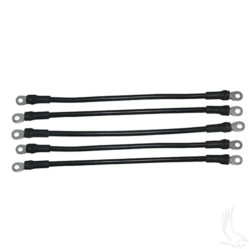 Redhawk BAT1002A battery cable set for Club Car DS golf carts, includes five 14-inch 4-gauge cables for 48V electric golf carts.