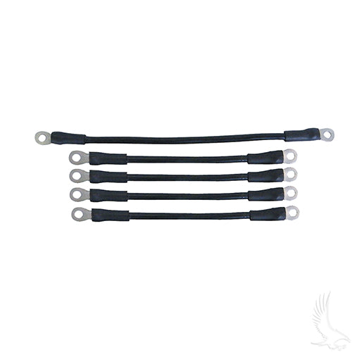 Redhawk BAT-1004A battery cable set for EZGO Med TXT golf carts, includes 4-gauge, 12- and 7-gauge cables for secure connection.