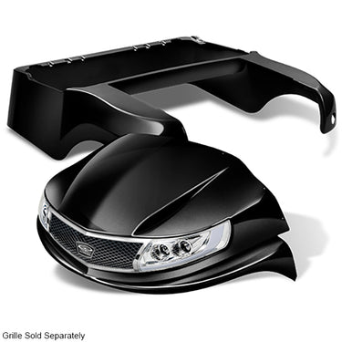 Red Hawk DoubleTake Phoenix body kit with street-legal LED light kit for Club Car Precedent 04 and later, black finish.