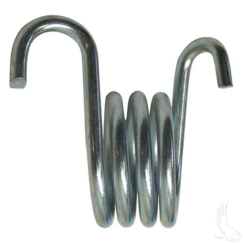 Red Hawk brake pedal spring for EZGO golf carts 1994 and newer gas and electric models, shown on a golf cart pedal.