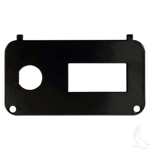 Red Hawk OEM Console Plate with Key Switch and State of Charge Meter for EZGO Golf Cart Model KEY-02, black plastic finish