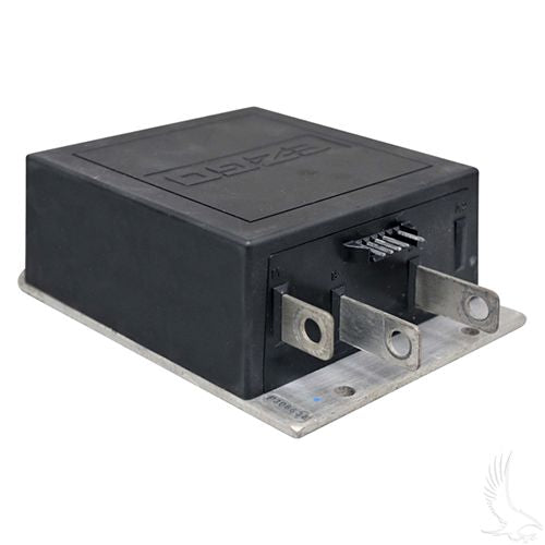 Redhawk OEM CON-RB102 5-pin EZ-GO Medalist TXT golf cart controller, showing the black plastic casing and connector ports.