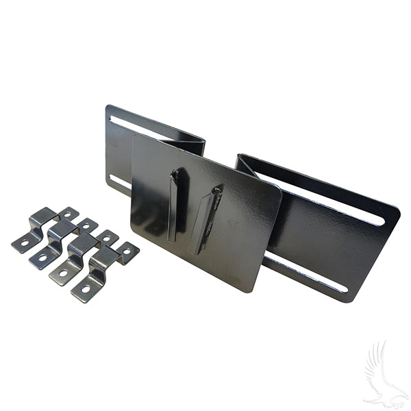 Redhawk universal cooler mounting bracket in black, showing durable construction and easy installation for outdoor and golf use.