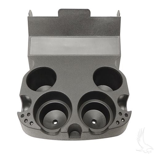 Red Hawk BP-0086 cup holder assembly for EZGO RXV golf cart, black plastic beverage holder with mounting bracket.