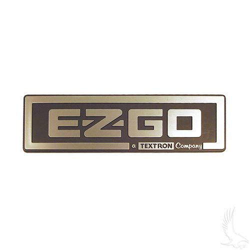 Red Hawk BP-0018 EZGO TXT Emblem Front Nameplate Black Silver For Golf Carts 1996-2013