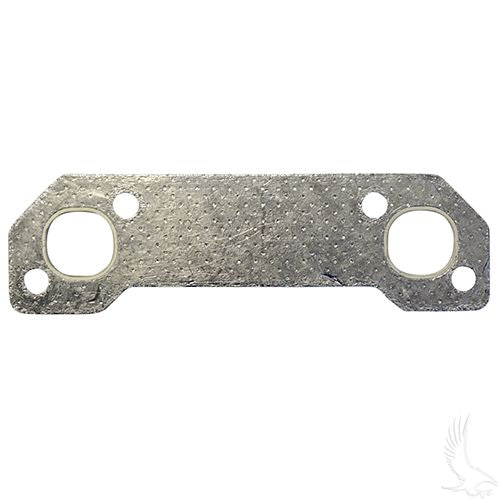 Red Hawk ENG-173 exhaust manifold gasket for EZGO golf carts, 4-cycle gas engine, showing the gasket surface and branding details.
