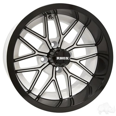 Red Hawk RX281 Golf Cart Wheel 14x7 ET25 White Gloss Black Accent Premium Durability for Golf Enthusiasts - Rainier Parts