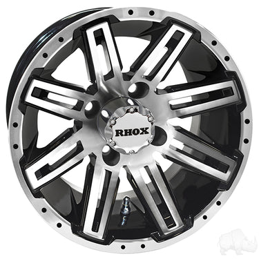 Red Hawk TIR RX265 Golf Cart Wheel 12x7 ET25 Gloss Black Machined Finish Premium Upgrade For Enthusiasts - Rainier Parts