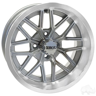 RHOX RX281 Wheel 14x7 Machined Silver ET25 For Golf Carts By Red Hawk Premium Alloy Performance - Rainier Parts