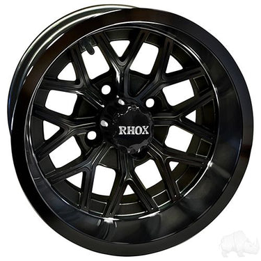 Red Hawk RHOX RX284 Wheel Gloss Black 12x6 ET10 Premium Alloy for Golf Cart Owners and Enthusiasts - Rainier Parts