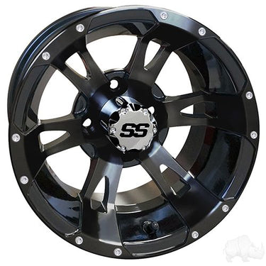 Red Hawk RHOX RX321 Golf Cart Wheel 12x7 ET25 Black Center Cap Durable For Golf Cart Enthusiasts - Rainier Parts