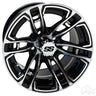 Red Hawk RX396 Wheel Machined Gloss Black 12x7 ET25 For Golf Carts Premium Alloy - Rainier Parts