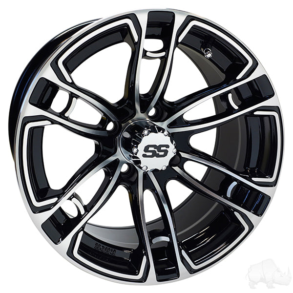 Red Hawk RX397 14x7 ET25 Machined Gloss Black Golf Cart Wheel For Enthusiasts Performance And Style - Rainier Parts