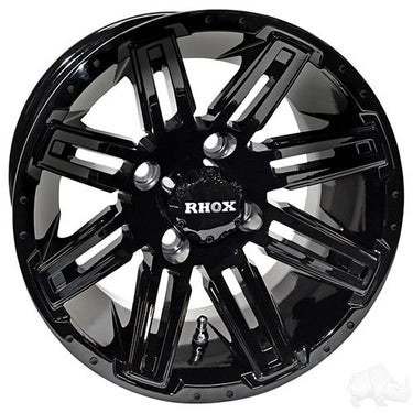 Red Hawk Elite RHOX RX265 Gloss Black Wheel 12x7 ET25 For Golf Cart Durable Premium Upgrade For Golf Cart Owners - Rainier Parts