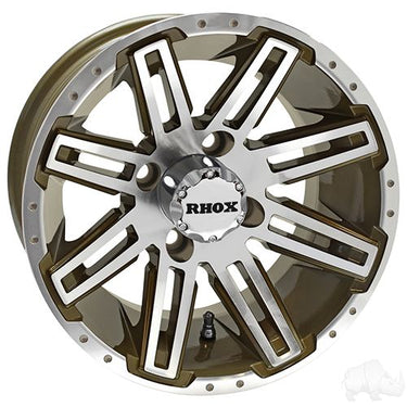 Red Hawk RHOX RX265 Bronze Machined Wheel 12x7 Golf Cart - Rainier Parts