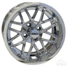 RHOX RX281 Chrome Golf Cart Wheel 14x7 ET25 With Center Cap Red Hawk For Golf Cart Enthusiasts - Rainier Parts