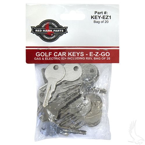 Redhawk OEM EZGO golf cart keys, EZ1 pack of 20, compatible with gas and electric E-Z-GO models including RXV.
