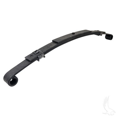 Red Hawk OEM rear leaf spring for EZGO Medalist TXT golf carts, heavy-duty three-leaf spring for improved ride and durability.