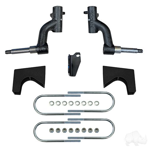 Redhawk EZGO RXV lift kit with 3-inch drop spindles for golf carts, compatible with models 2013-2019, part LIFT-312.
