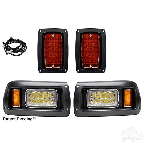 Redhawk LED adjustable light kit for Club Car DS golf carts, featuring premium lighting for 12 to 48V models.