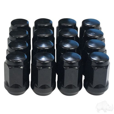 Red Hawk Lug Nut Gloss Black Closed End HalfInch20 Pros - Rainier Parts