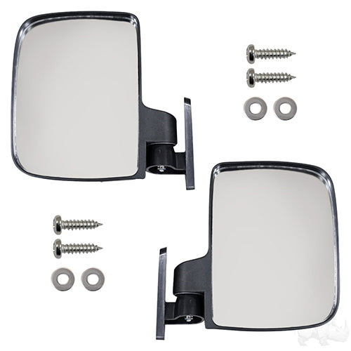 Redhawk UTV side mount mirrors set of 2 with red accents, designed for off-road vehicles to provide premium visibility.