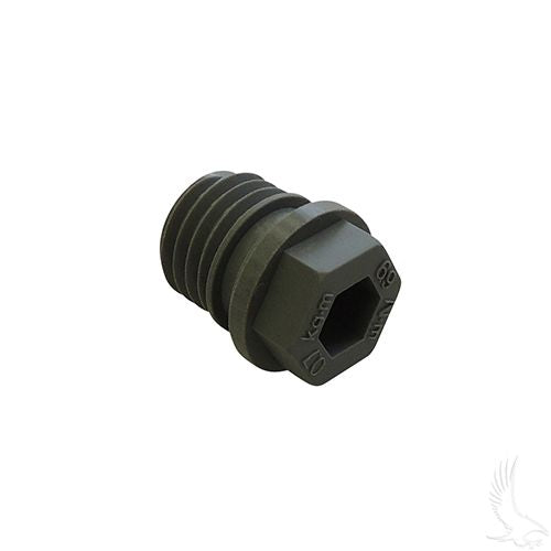Red Hawk oil drain plug for E-Z-GO RXV golf carts, compatible with Kawasaki engines, durable replacement part.
