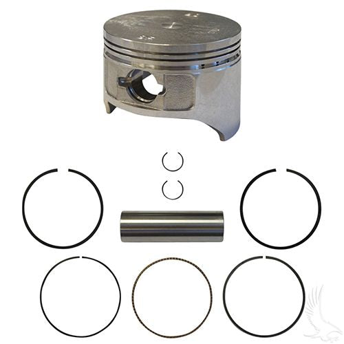 Redhawk piston and ring set for EZGO 350cc Fuji-Robin golf cart, compatible with 1996-2008 models, engine part replacement.