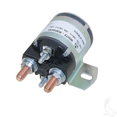 Red Hawk SOL-1015 12V four-terminal solenoid for Yamaha G2-G16 golf carts, silver replacement part.