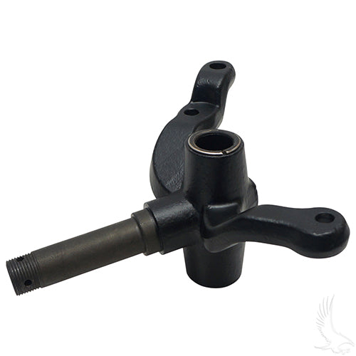 Redhawk OEM spindle assembly for EZGO TXT golf cart passenger side, shows the spindle with mounting points and wheel hub.