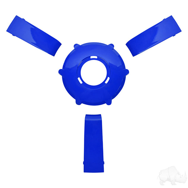 Red Hawk Giazza steering wheel insert kit in blue, designed for golf carts, durable interior upgrade for vehicle steering wheels.