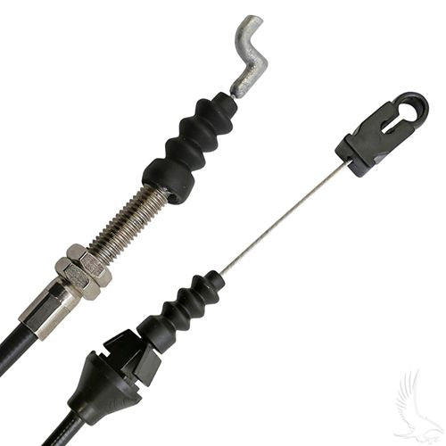 Redhawk throttle cable OEM CBL-051 for EZGO golf carts, governor to carburetor, with red and black components visible.
