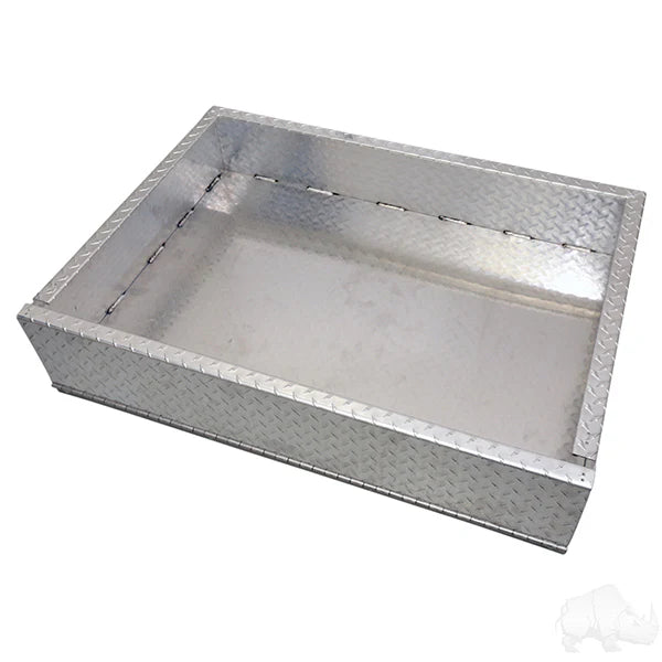 Red Hawk aluminum utility box for Club Car DS golf carts with mounting kit, durable cargo storage solution.