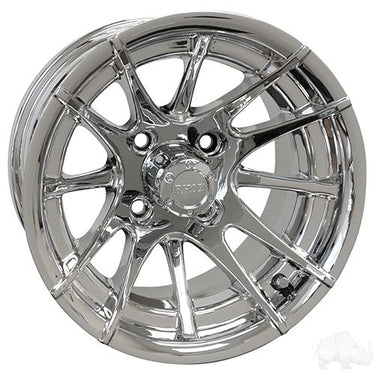 Red Hawk RHOX RX102 Premium Chrome Wheel 12x7 ET25 Center Cap For Cars 12 Spoke Durable - Rainier Parts