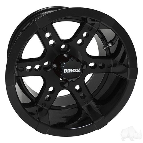 Red Hawk RX262 14x7 black wheel with center cap for cars, SUVs, trucks, featuring ET25 offset and premium quality design.