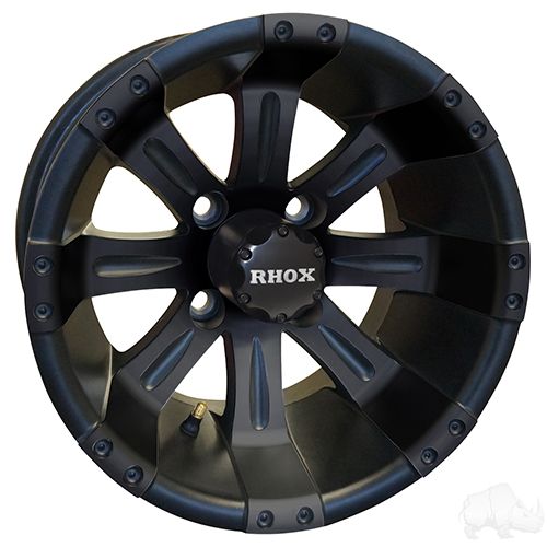 RHOX Vegas Matte Black 12x7 Wheel ET25 By Red Hawk Center Cap Included For Street Cars - Rainier Parts