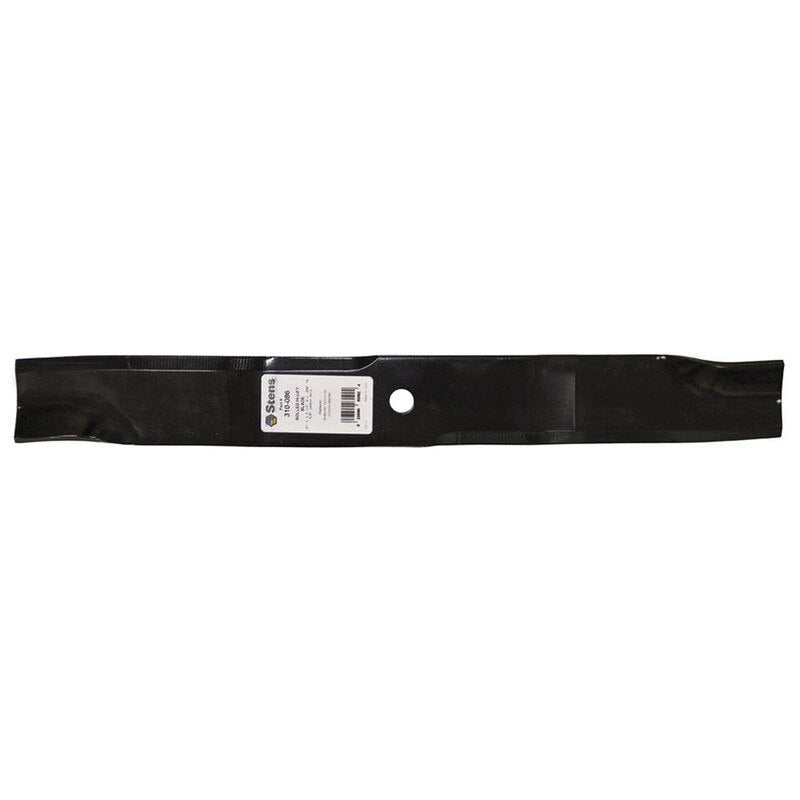 Stens 310086 rolled hi-lift lawn mower blade, durable replacement part, with sharp cutting edges for efficient yard trimming.