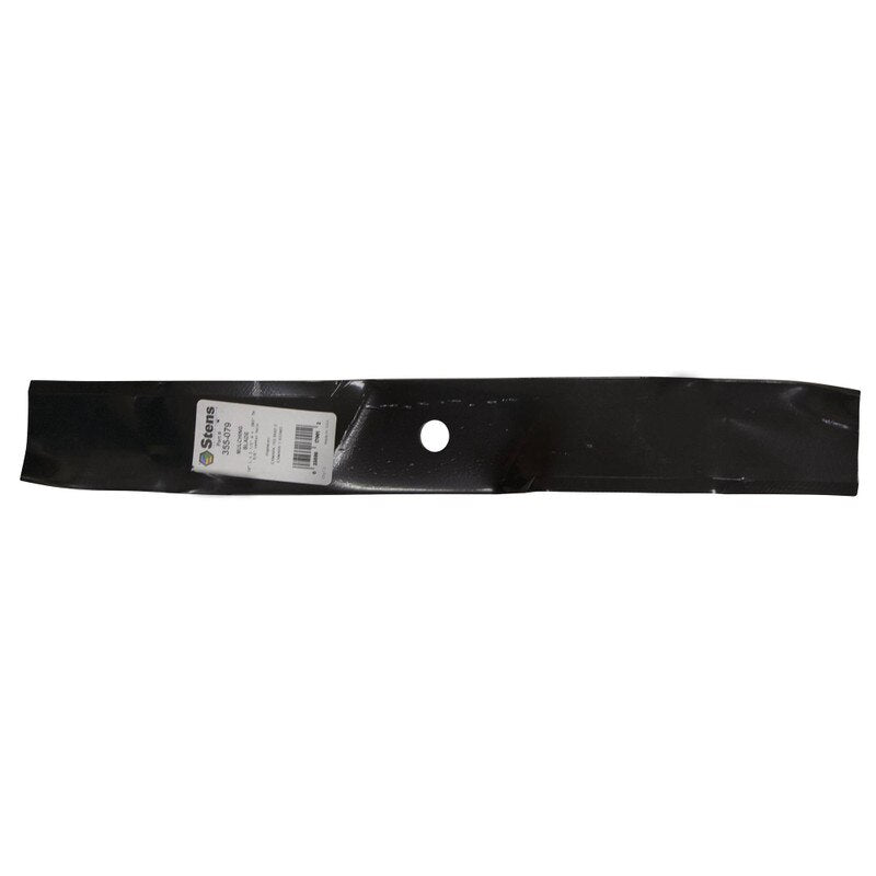 Stens 355-079 mulching blade for lawn mowers, high-performance replacement blade with sharp cutting edges, suitable for mulching.