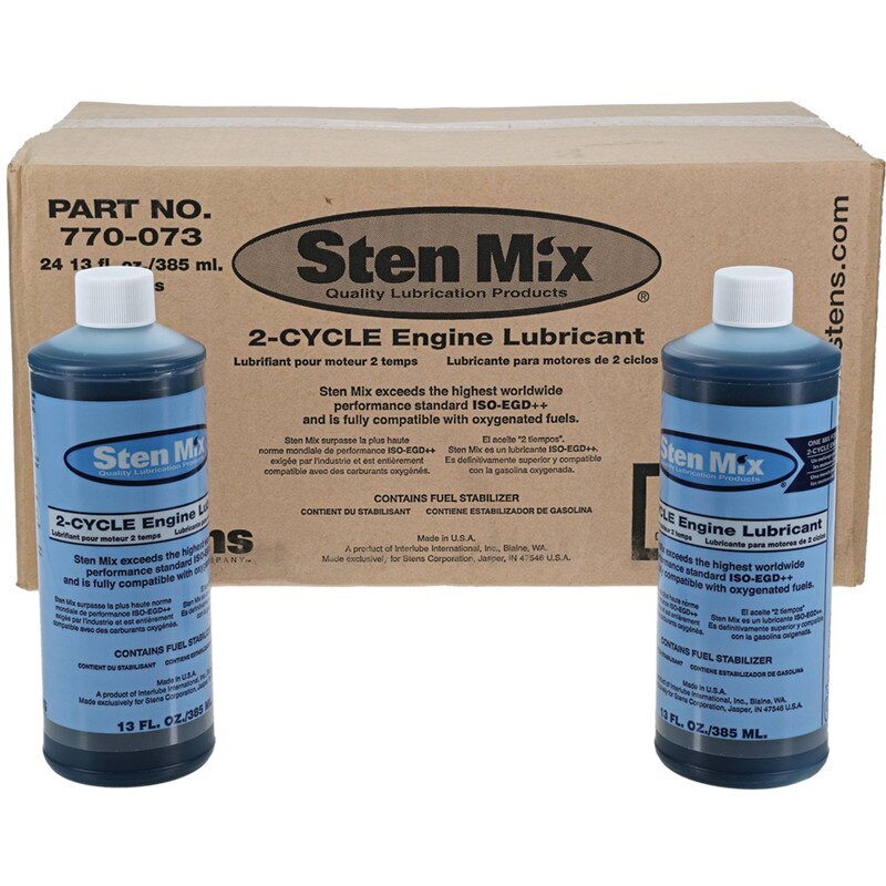 Stens Sten Mix 2 Cycle Oil in 12oz bottles, case of 24, for 2-cycle engines and outdoor power equipment lubrication
