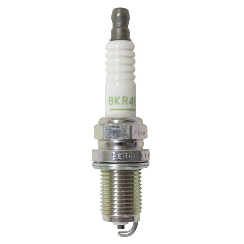 Stens NGK BKR4E spark plug for small engines, showing the metal tip and ceramic insulator for optimal performance.