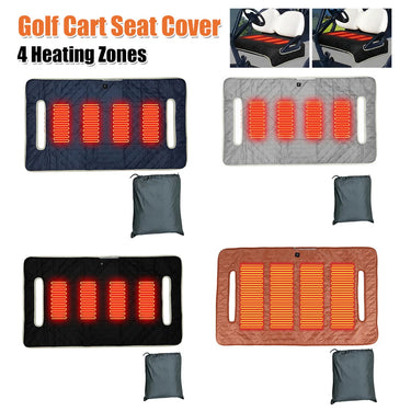 Rainier Parts 4 Zone Heated Golf Cart Seat Cushion Waterproof Graphene Heating USB C Power For Golfers - Rainier Parts