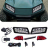 Rainier Parts Club Car Tempo LED high low beam light kit with brake pad for golf carts, suitable for 12V to 48V electrical systems.