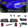 Rainier Parts LED Deluxe Light Kit for Yamaha G-22 golf cart, 12-48 volt, with headlights and taillights installed on golf cart.