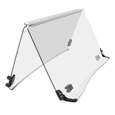 Rainier Parts Yamaha Folding Drive G29 golf cart windshield made of PMMA with adjustable airflow, featuring a clear protective screen.