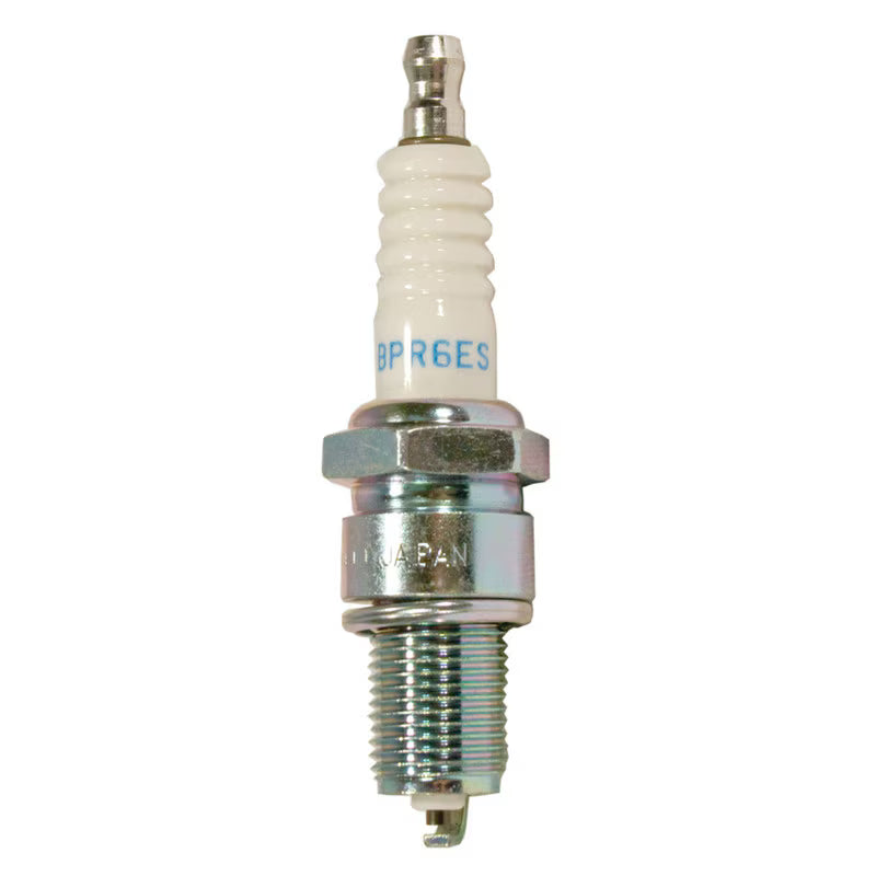 Stens NGK BPR6ES spark plug for small engines, high-performance spark plug for lawn mowers, with metal and ceramic components