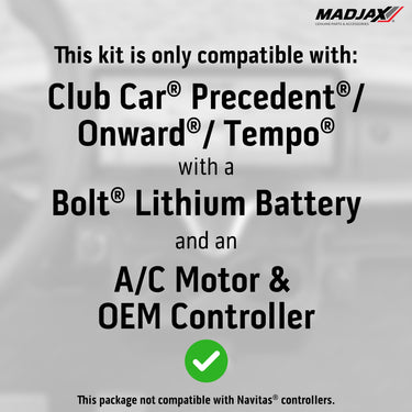 MadJax® Kinect™ Display Screen Kit for Club Car Precedent/Tempo/Onward w/ Bolt Battery & OEM AC Controller, 25-327