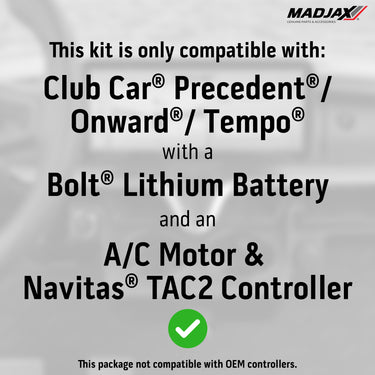 MadJax® Kinect™ Display Screen Kit for Club Car Precedent/Tempo/Onward Bolt Battery + Navitas TAC2 25-336
